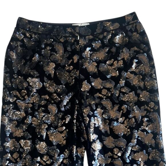 NWT Lafayette 148 Women’s Embellished Gates Bootcut Sequins Black Pants Size 14 - Picture 4 of 16